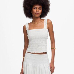 NWT Madewell White Poplin Smocked Tank